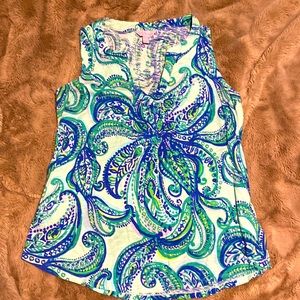 Lilly Pulitzer sz L EUC tank blue and green octopus